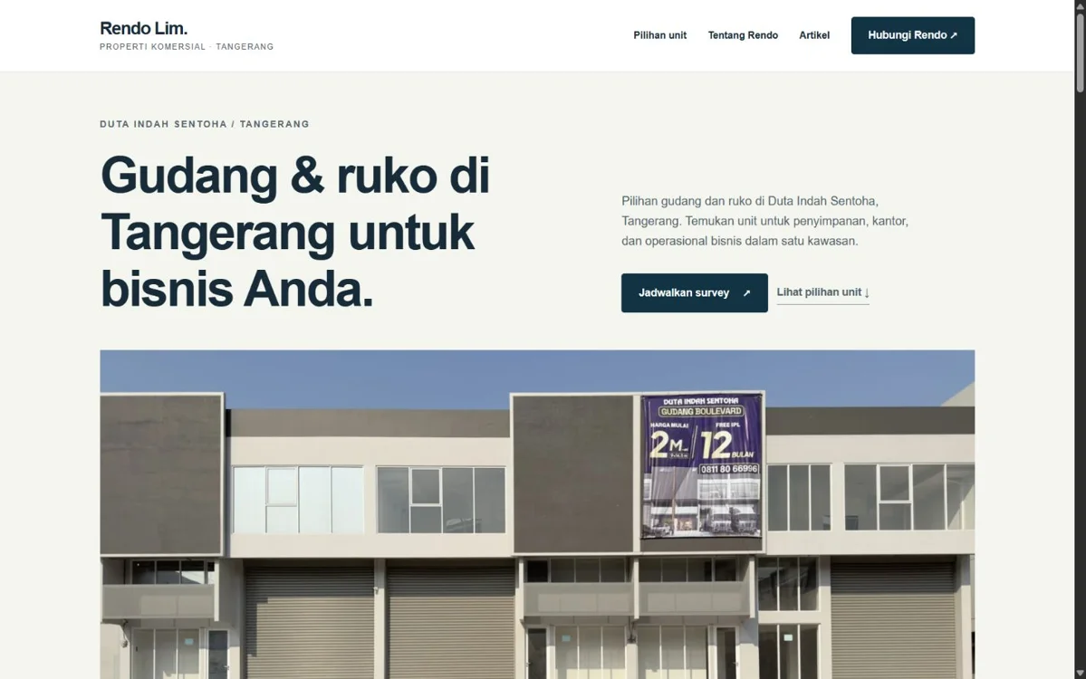 Design preview of the Rendolim.com commercial property homepage